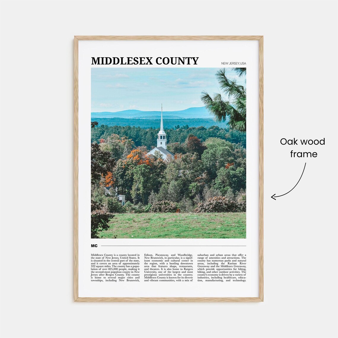 Middlesex County New Jersey Church Steeple Fall Travel Poster Series - Image 3