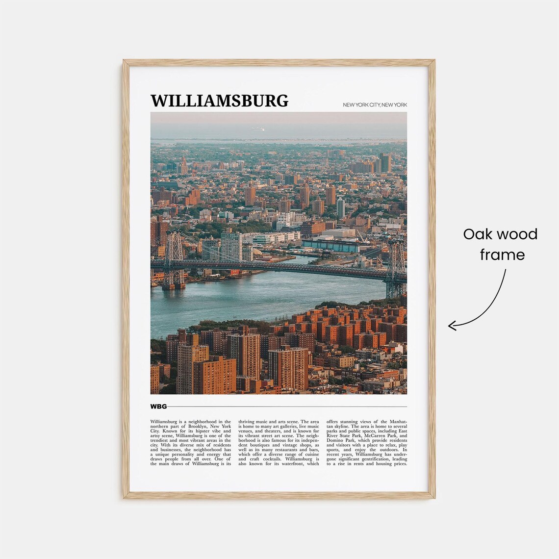 Williamsburg Brooklyn New York City Aerial Skyline Travel Poster - Image 3
