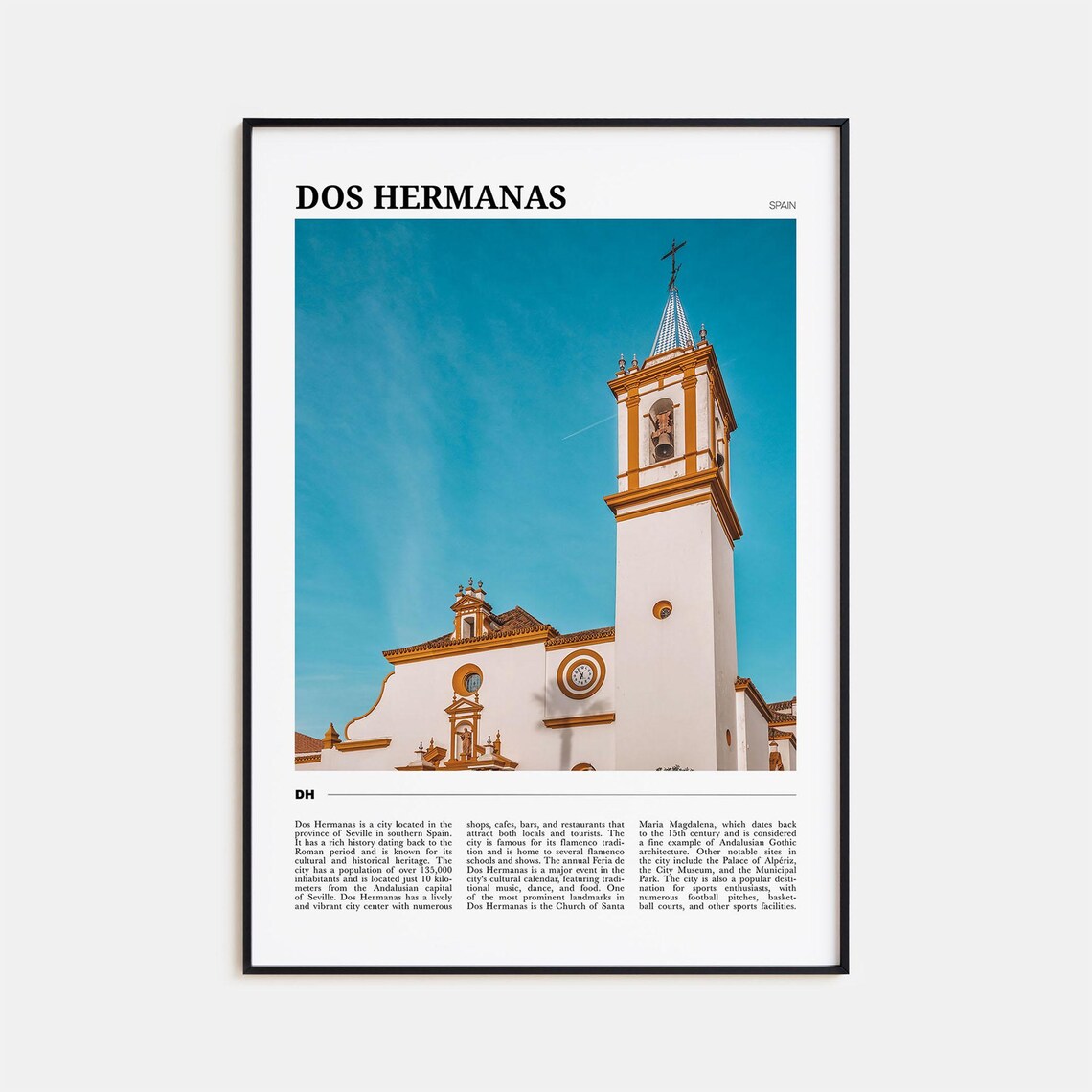 Dos Hermanas Spain Andalusian Church Bell Tower Photo Travel Poster