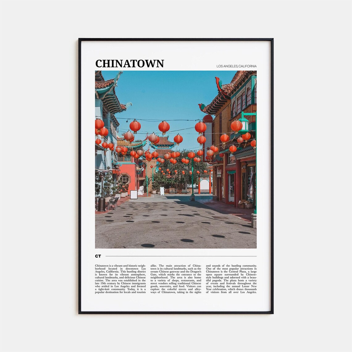 Chinatown Los Angeles Red Lanterns Festival Street Travel Poster