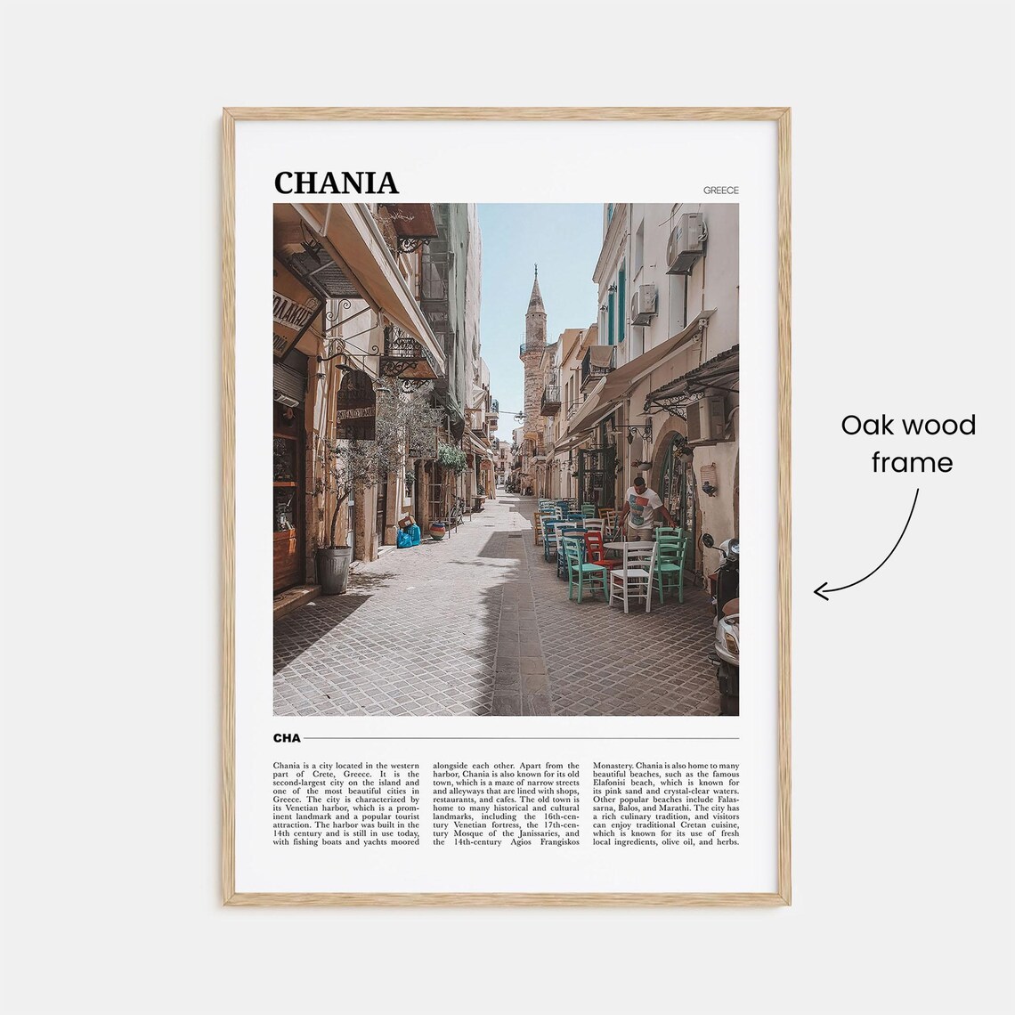 Chania Greece Crete Old Town Street Cafes Minaret Photo Travel Poster - Image 3