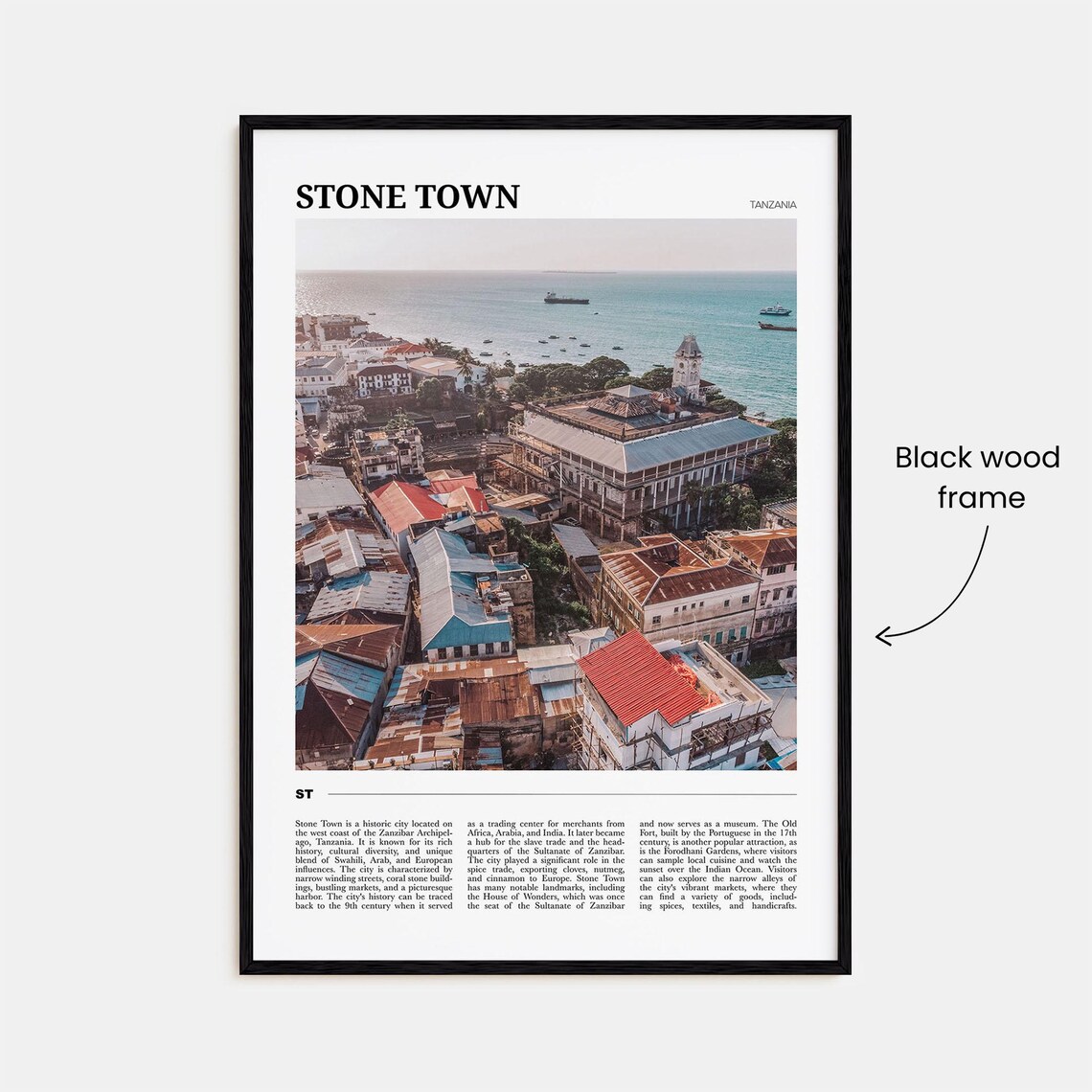 Stone Town Tanzania Historic Aerial Harbor Travel Photography Poster - Image 2