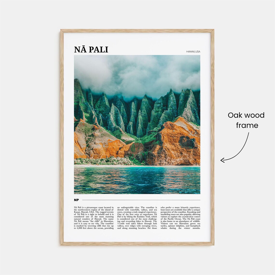 Na Pali Hawaii Kauai Green Cliffs Ocean Coastline Travel Poster - Image 3