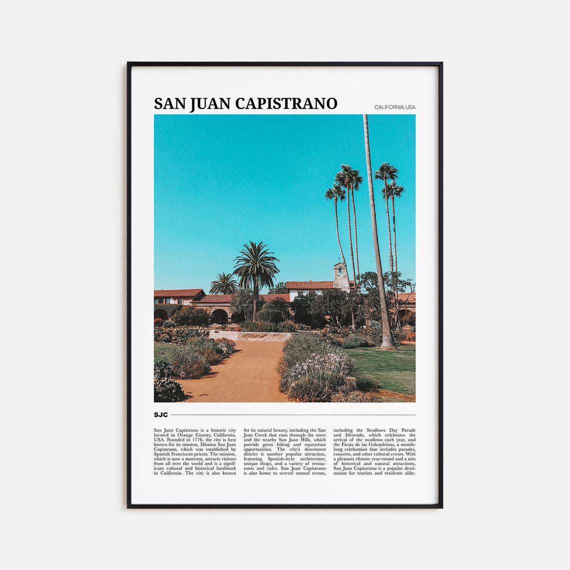 San Juan Capistrano Travel Poster San Juan Capistrano Wall Art San Juan Capistrano Poster Print San Juan Photo Decor California Usa