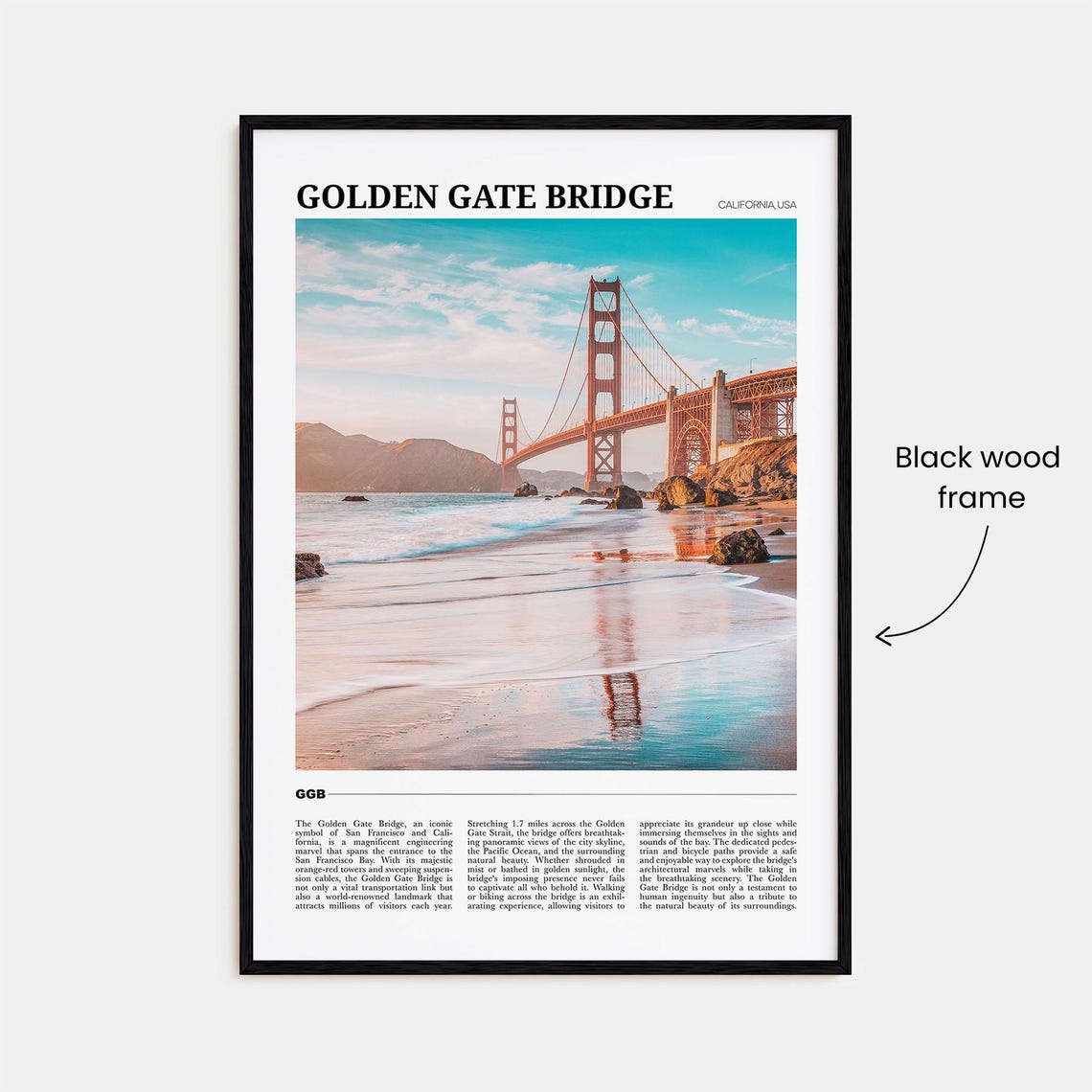 Golden Gate Bridge California Sunset Landmark Beach View Poster - Image 2