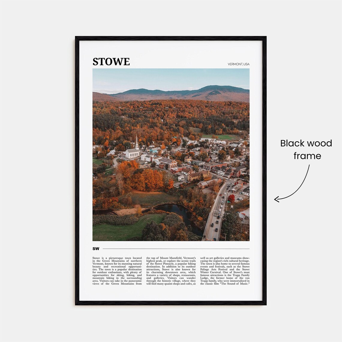 Stowe Vermont Autumn Aerial Village Fall Foliage Travel Poster - Image 2