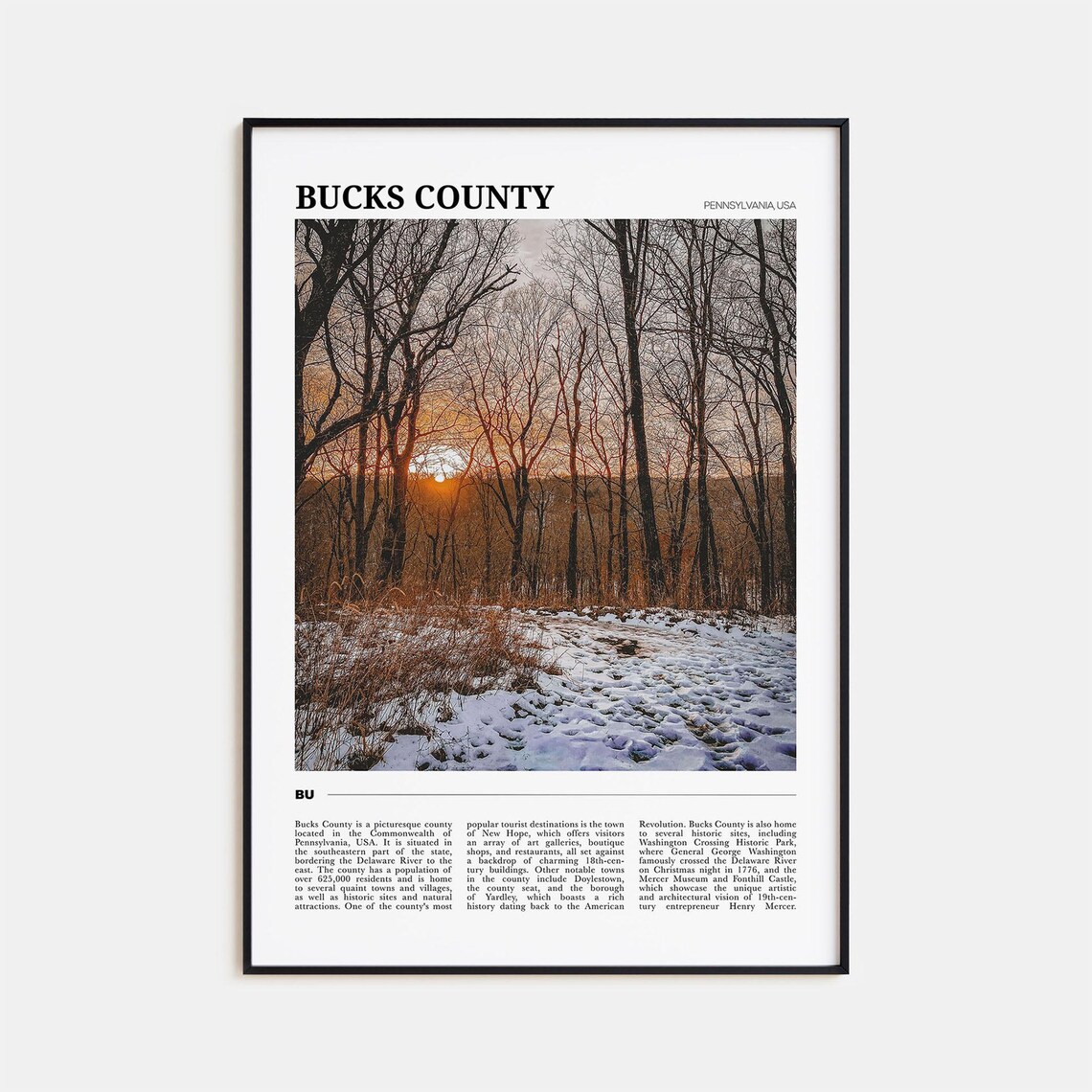 Bucks County Travel Poster, Pennsylvania Travel Print
