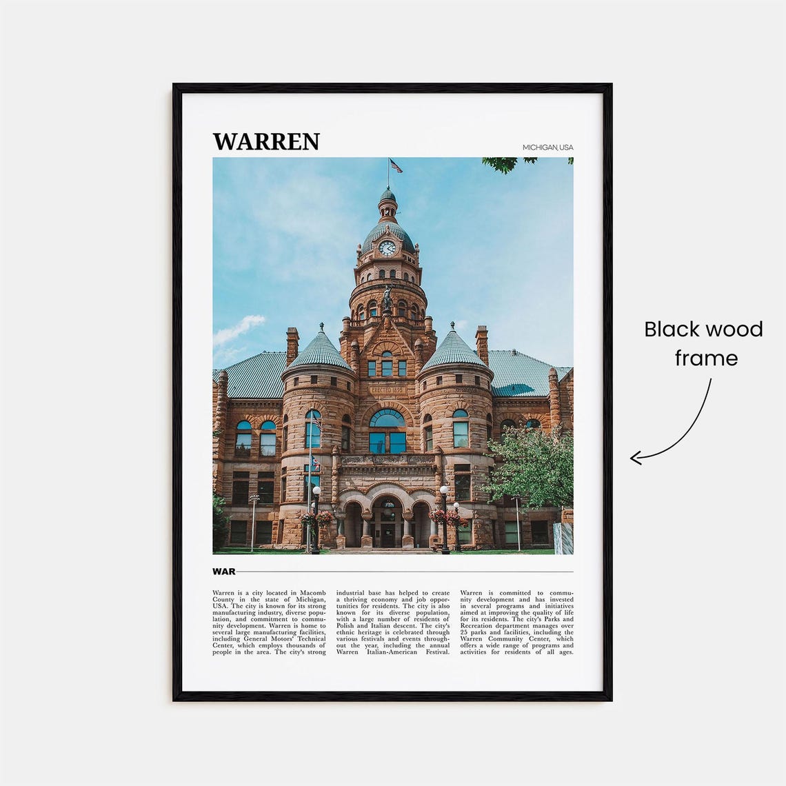 Warren Michigan Historic Sandstone Courthouse Architecture Poster - Image 2