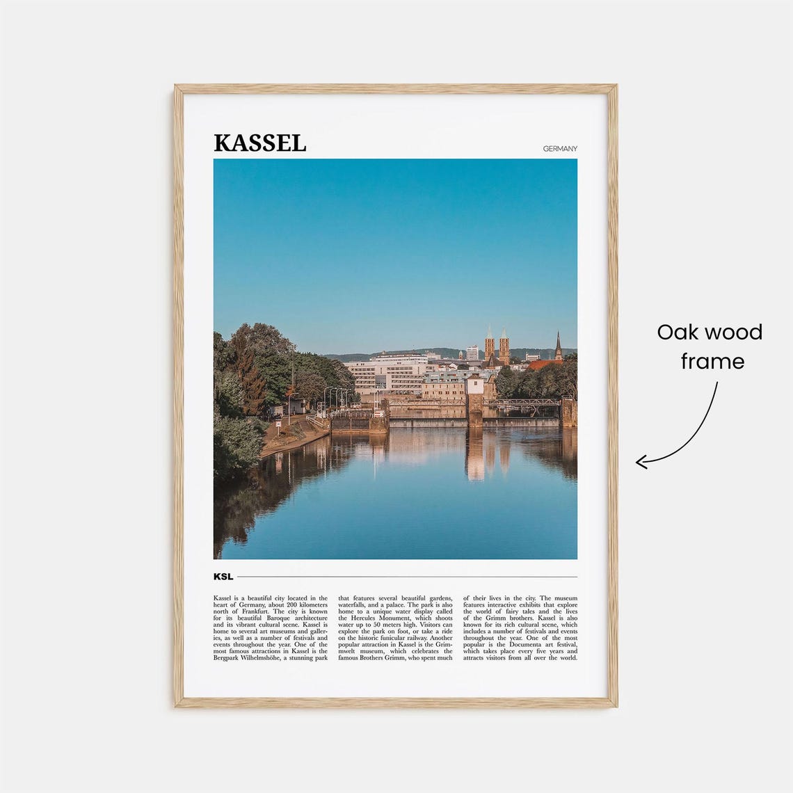 Kassel Germany Riverside City Skyline Calm Water Reflection Poster - Image 3