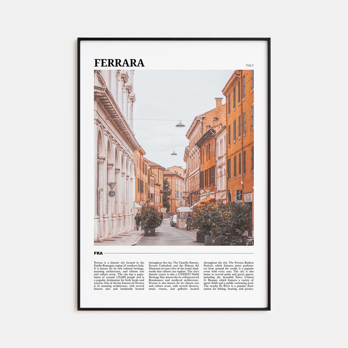 Ferrara Italy Historic Street Scene Travel Photography Poster
