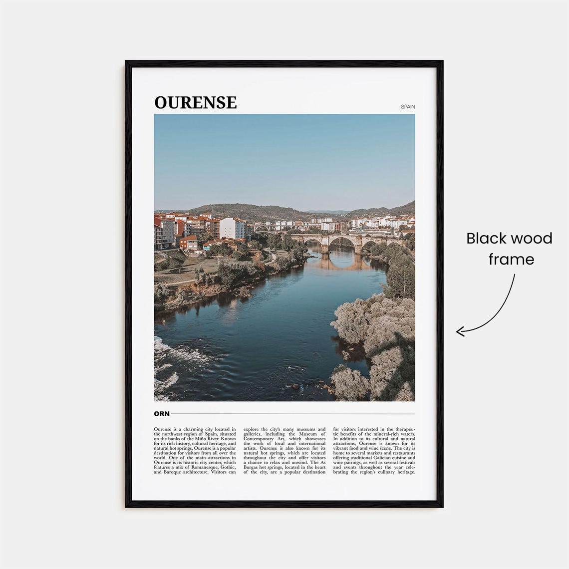 Ourense Spain Mino River Old Stone Bridge Riverside Travel Poster - Image 2