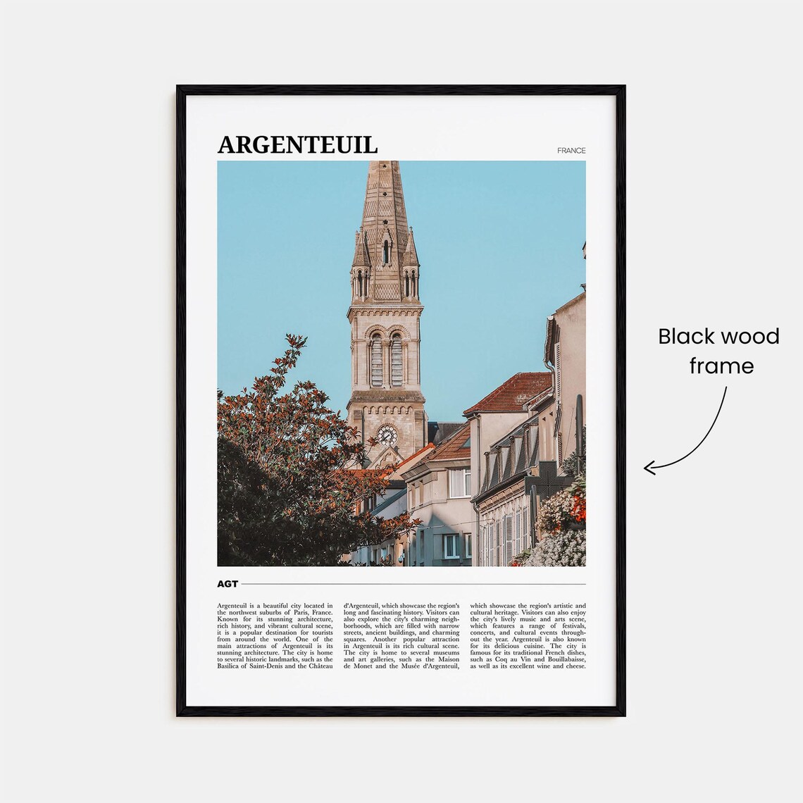 Argenteuil France Historic Church Bell Tower Facade View Poster - Image 2