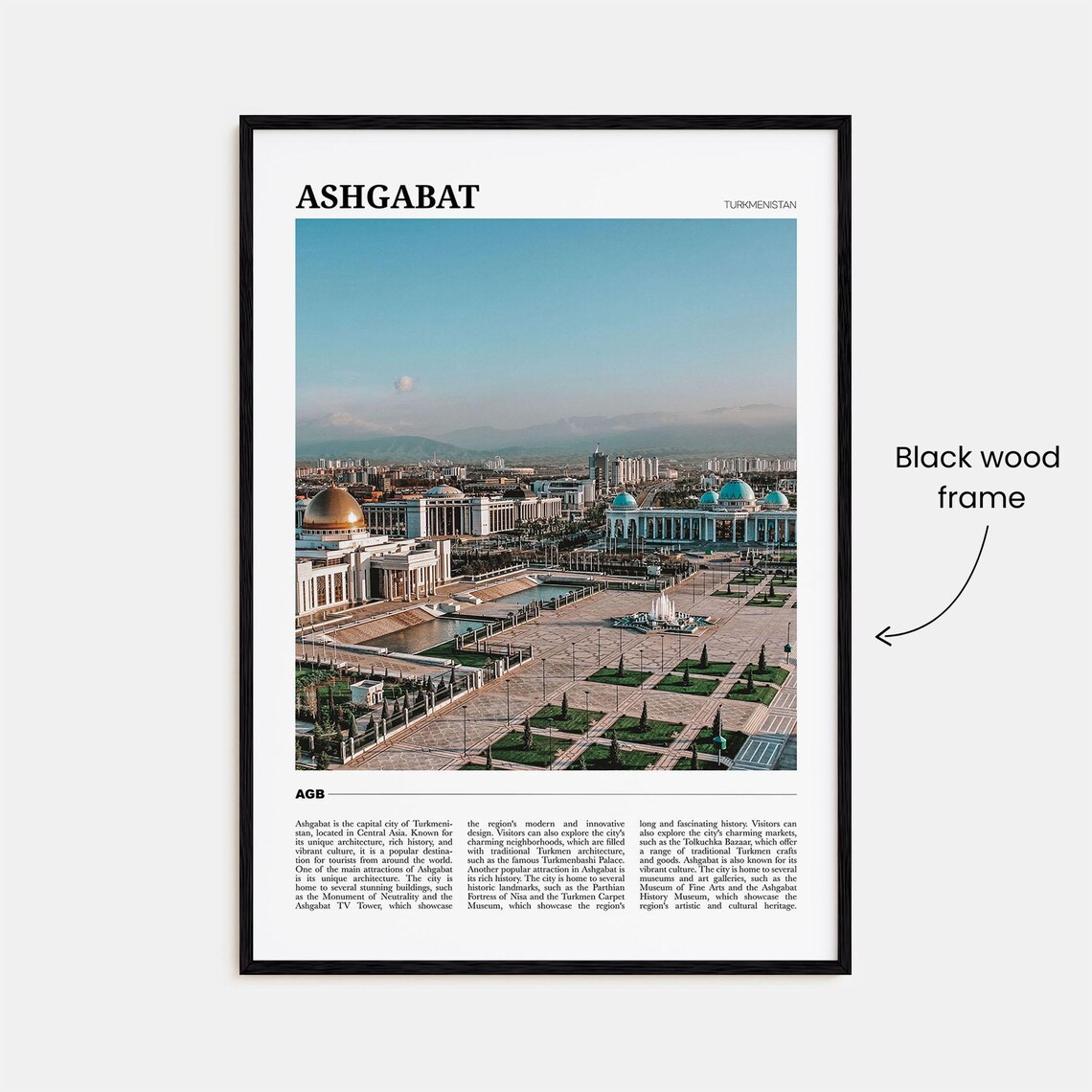 Ashgabat Turkmenistan Marble City Grand Square Travel Poster - Image 2