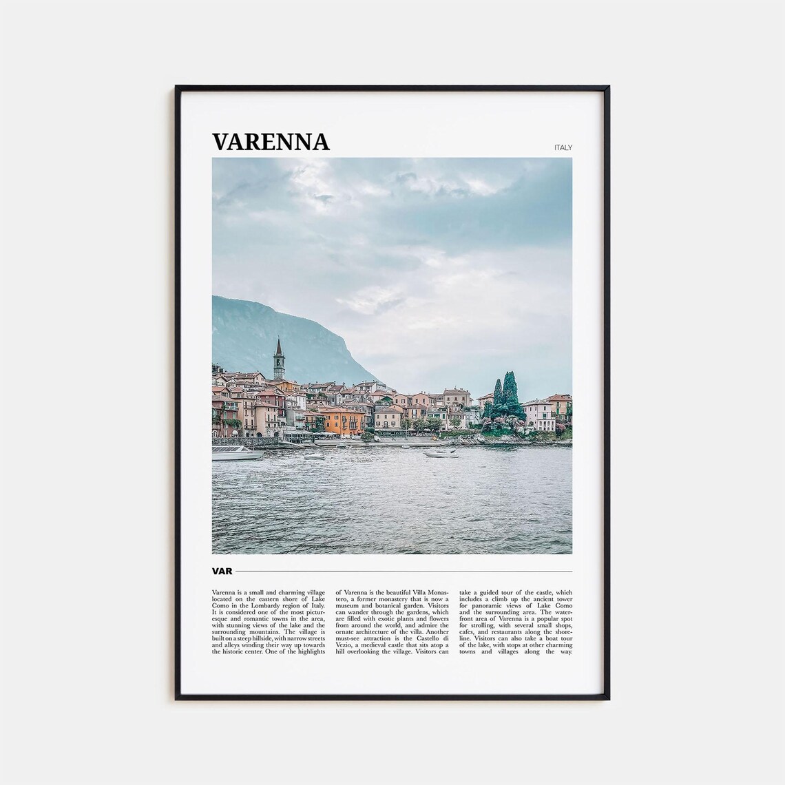 Varenna Italy Lake Como Lakeside Village Mountains Travel Poster