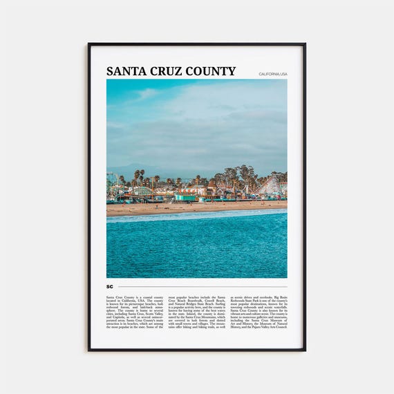 Santa Cruz County Travel Poster, Christmas Wall Art