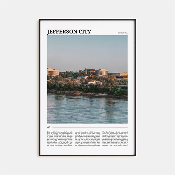 Jefferson City Missouri River Skyline Golden Dusk Travel Poster