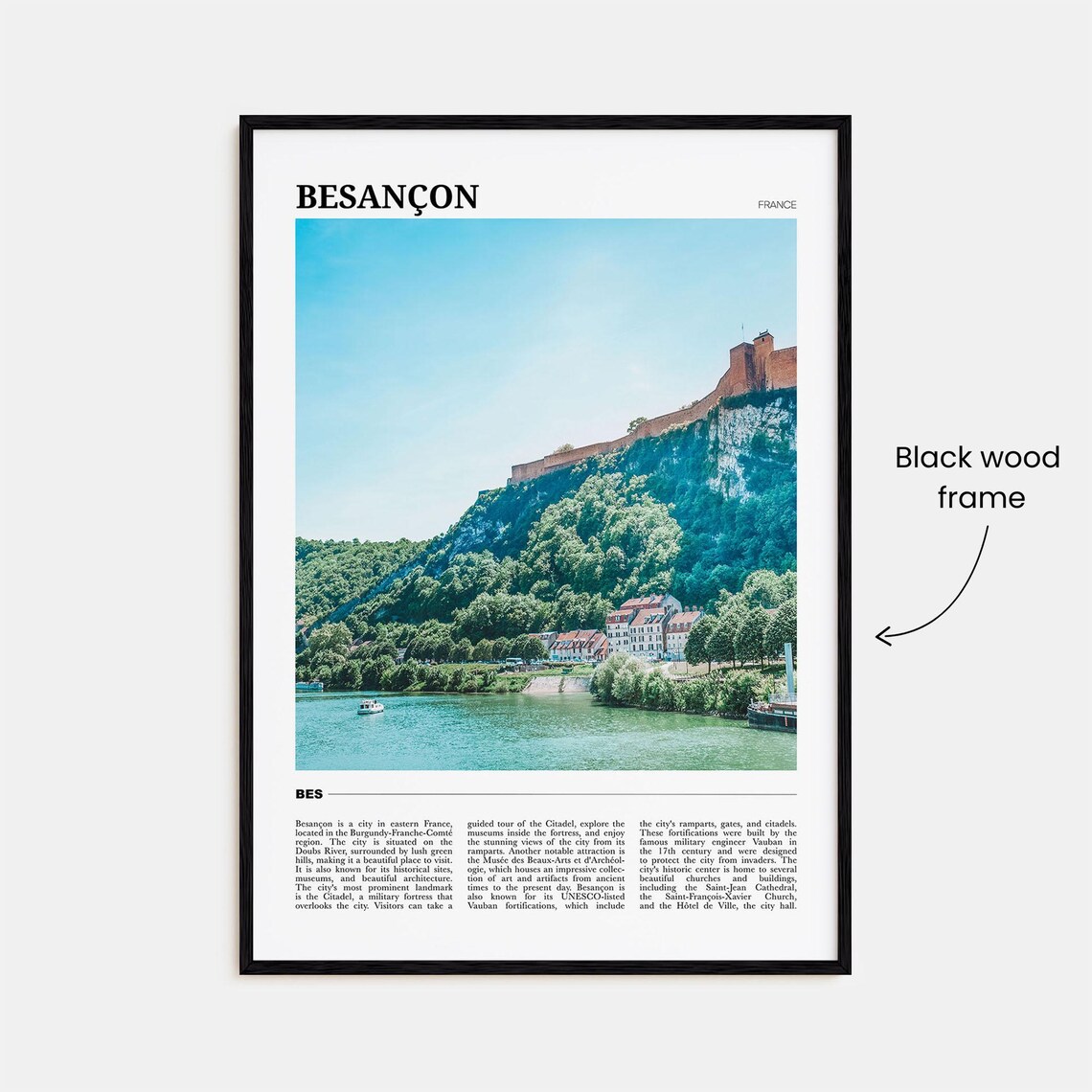 Besancon France Historic Citadel Hill River Valley View Poster - Image 2
