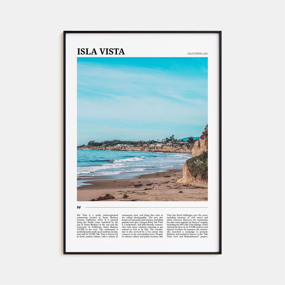 Isla Vista Travel Poster, California USA