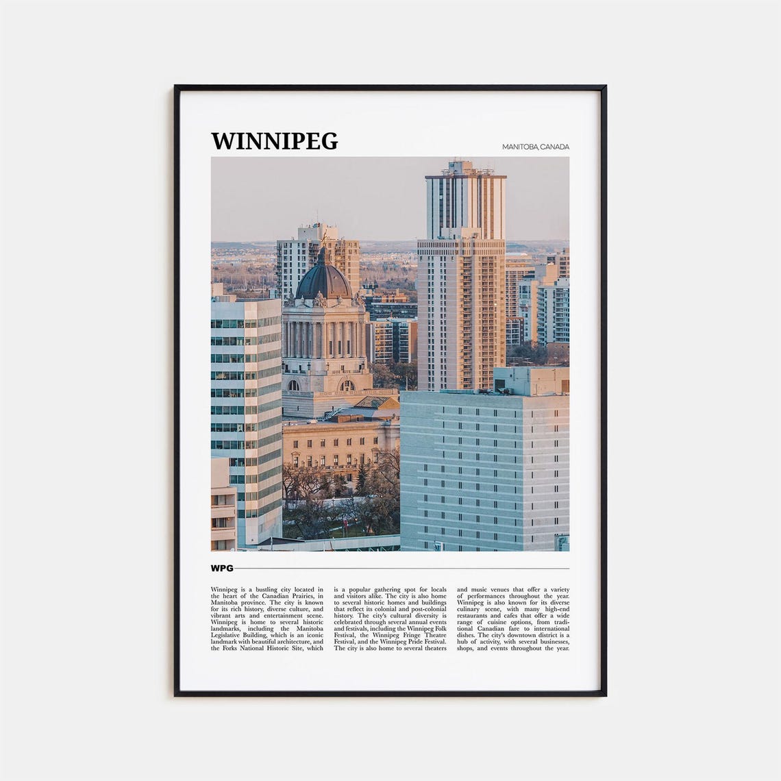 Winnipeg Manitoba Downtown Skyline Sunset Cityscape Photography Poster