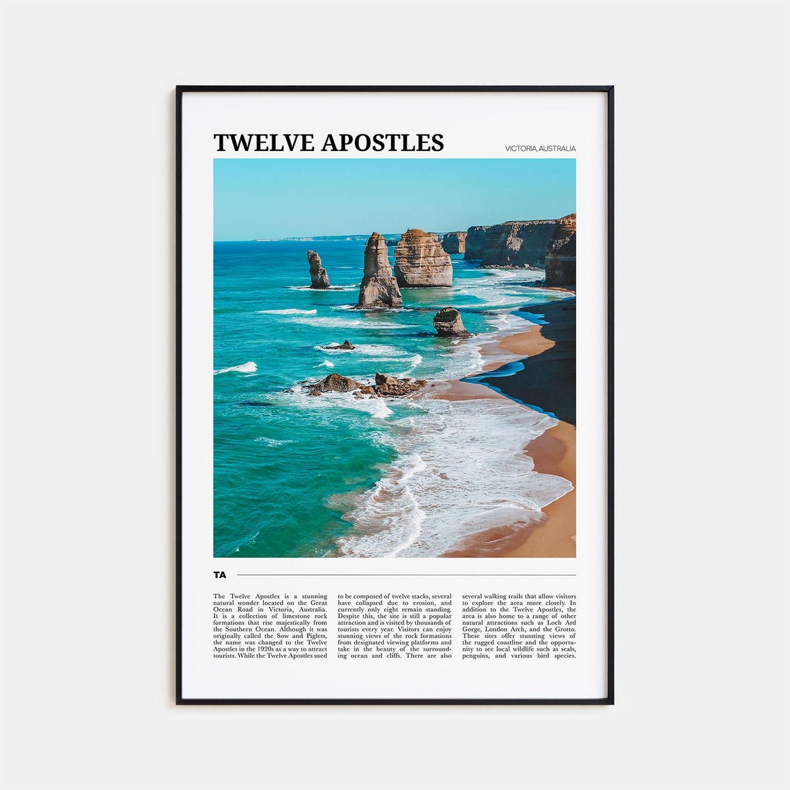 Twelve Apostles Great Ocean Road Limestone Stacks Travel Poster