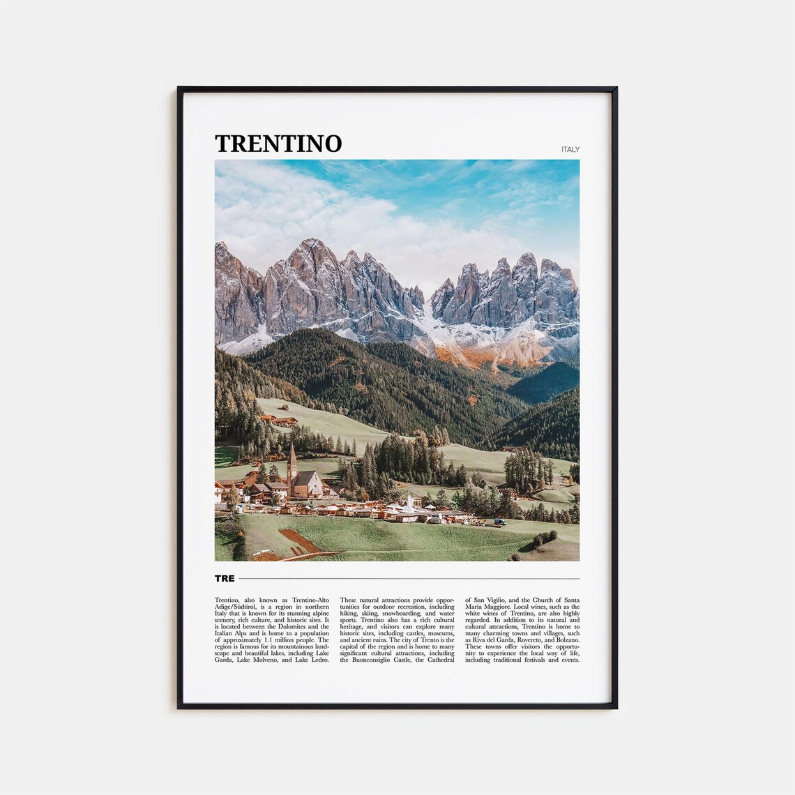 Trentino Travel Poster No 2, Italy Art Print