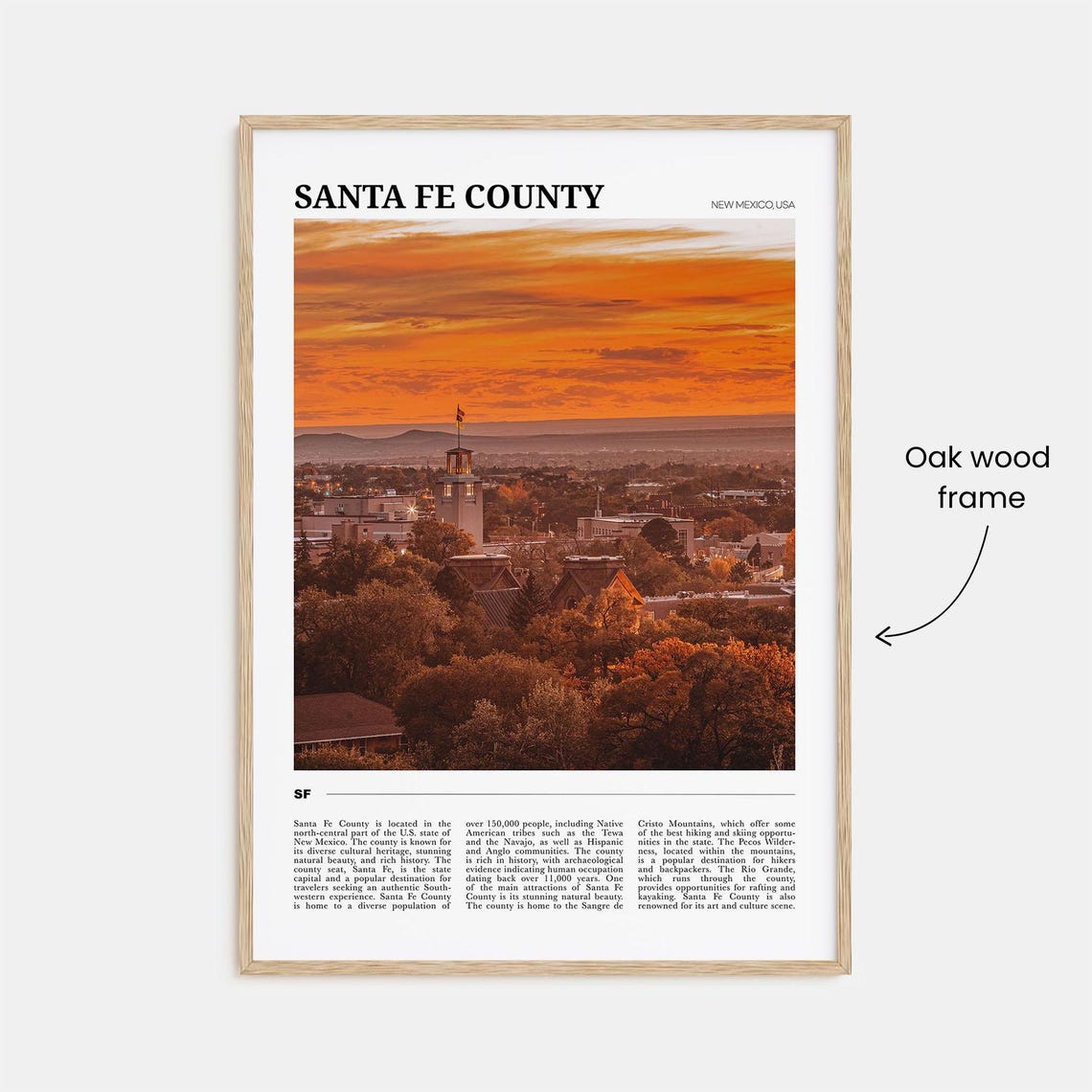 Santa Fe County New Mexico Adobe City Sunset Skyline Photo Poster - Image 3