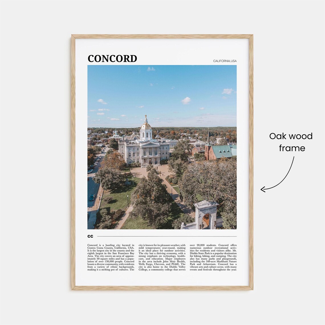 Concord California USA Aerial Cityscape Gold Dome Architecture Poster - Image 3