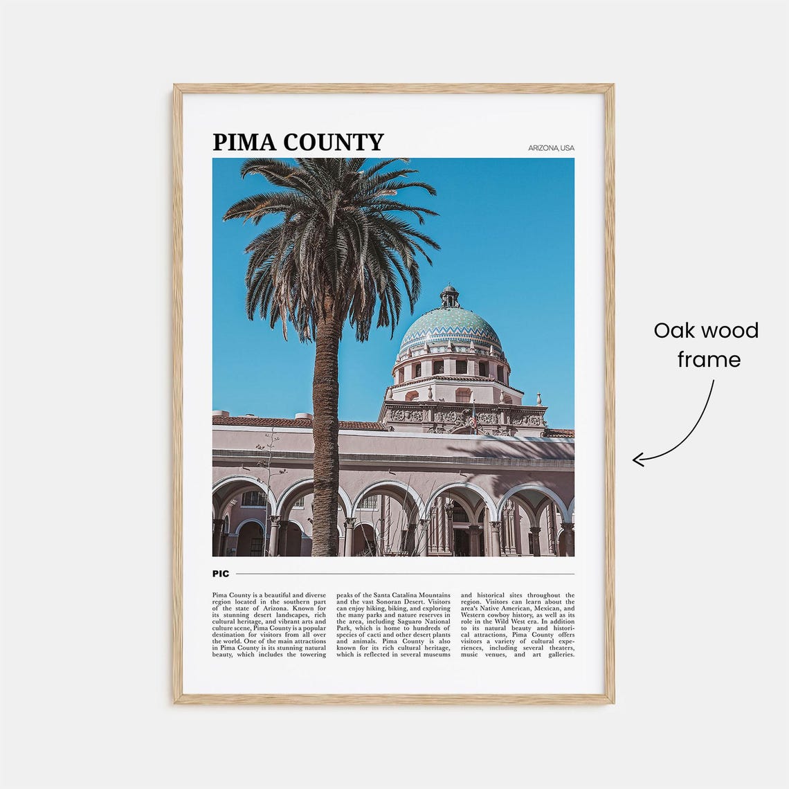 Pima County Arizona Historic Domed Courthouse with Palm Poster - Image 3