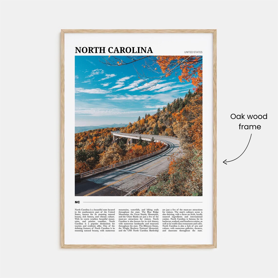 North Carolina Travel Poster, USA Wall Art Print - Image 3