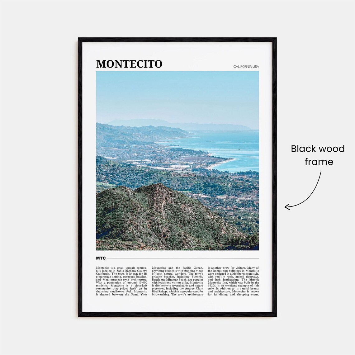 Montecito California Pacific Coast Aerial View Travel Photo Poster - Image 2