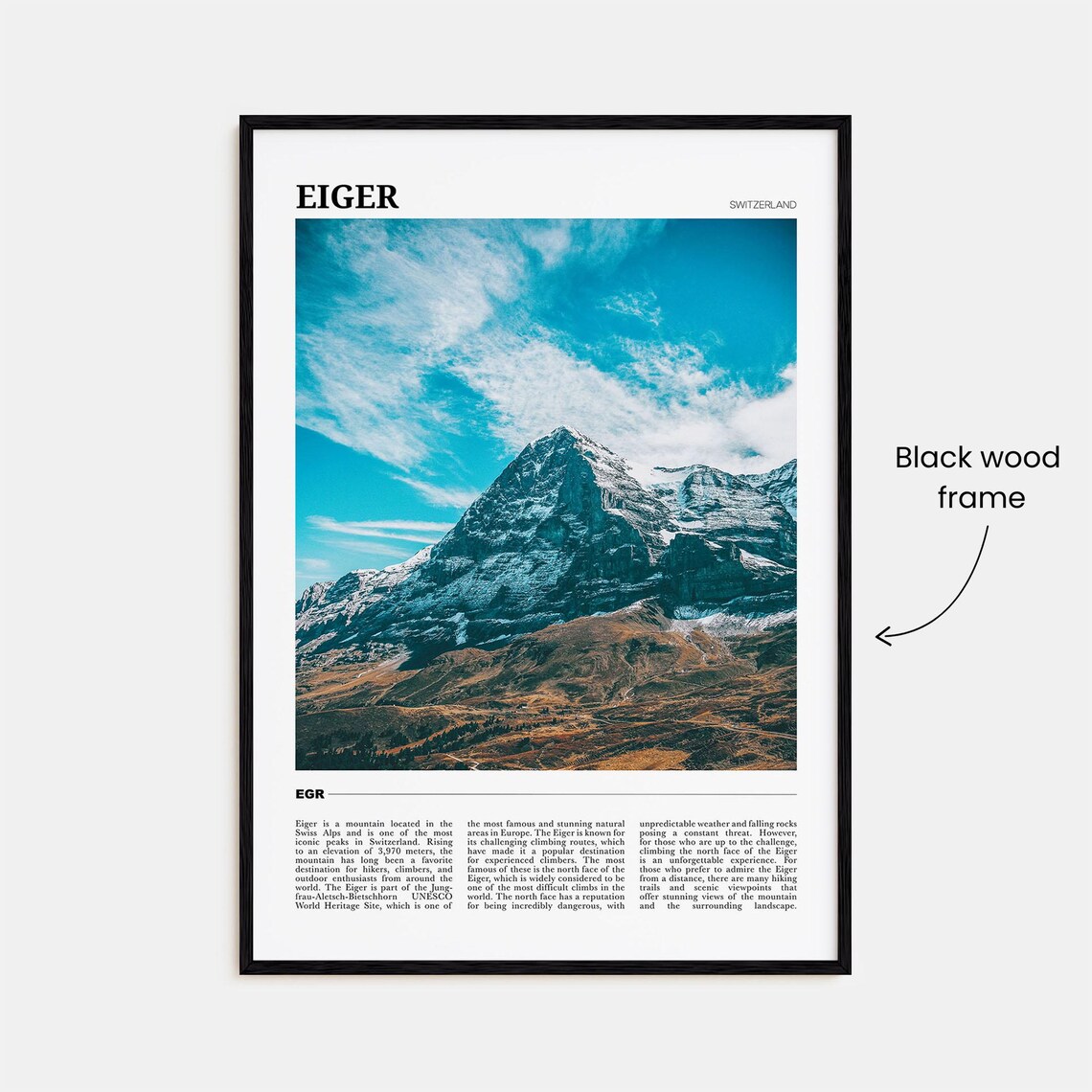Eiger Travel Poster, Switzerland Mountain Print - Image 2