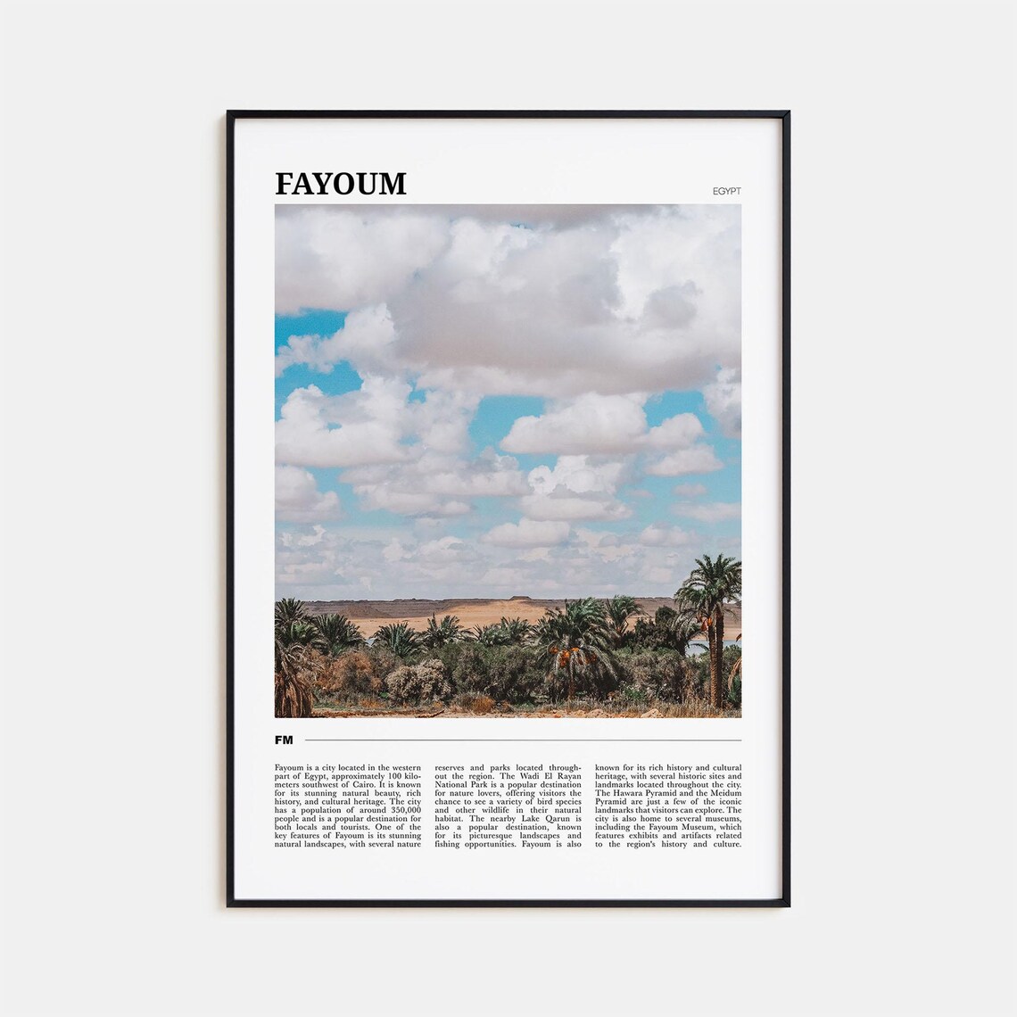 Fayoum Travel Poster Fayoum Wall Art Fayoum Poster Print Fayoum Photo Fayoum Decor Egypt