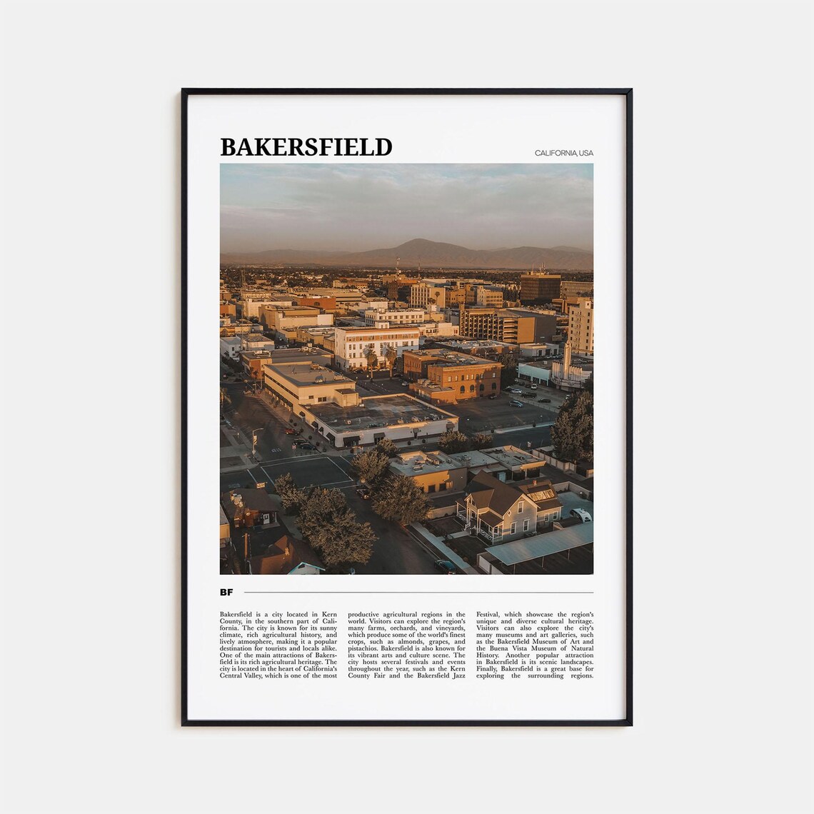 Bakersfield Travel Poster, California USA Art Print