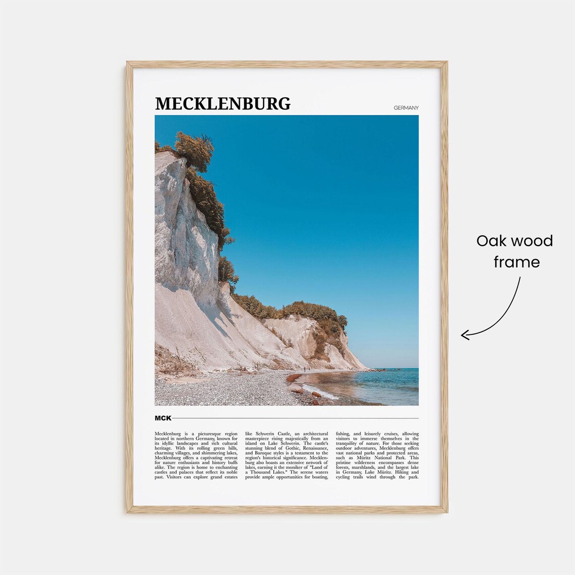 Mecklenburg Germany White Chalk Cliffs Baltic Coast Travel Poster - Image 3