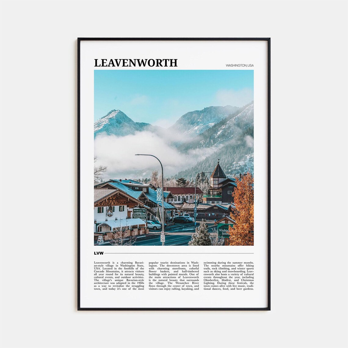 Leavenworth Washington USA Bavarian Village Mountain Travel Poster