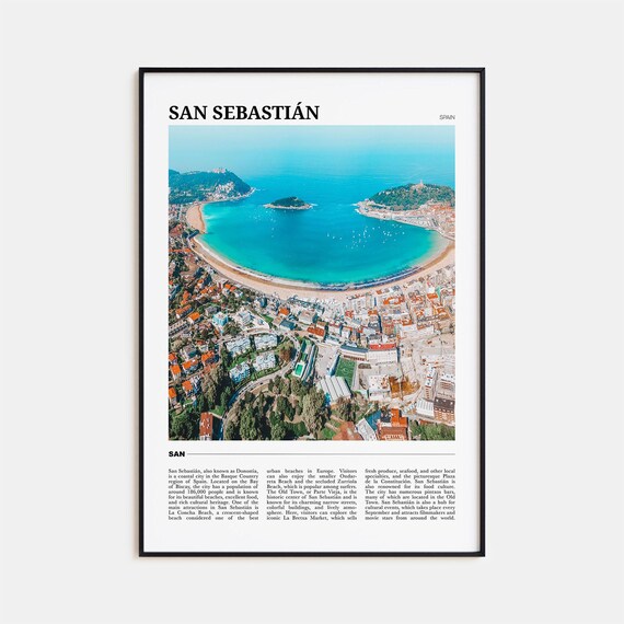San Sebastian Travel Poster, Spain Wall Art Print