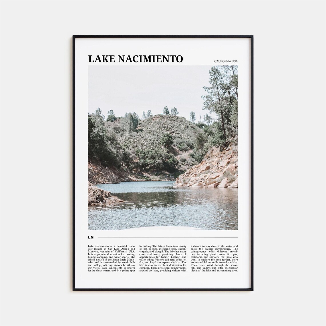 Lake Nacimiento Travel Poster, Lake View Art Print