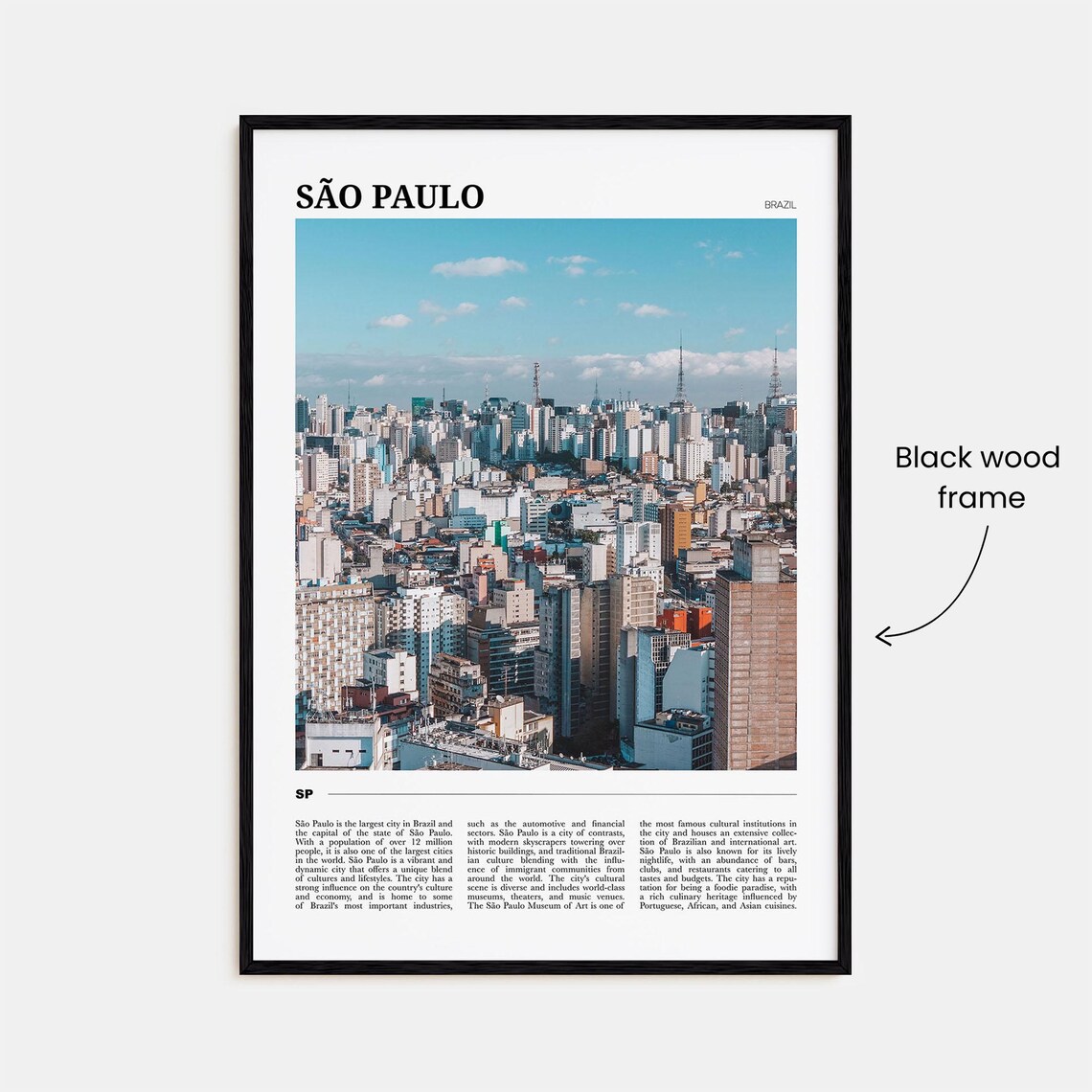 Sao Paulo Brazil Megacity Skyline Aerial Travel Poster Series - Image 2
