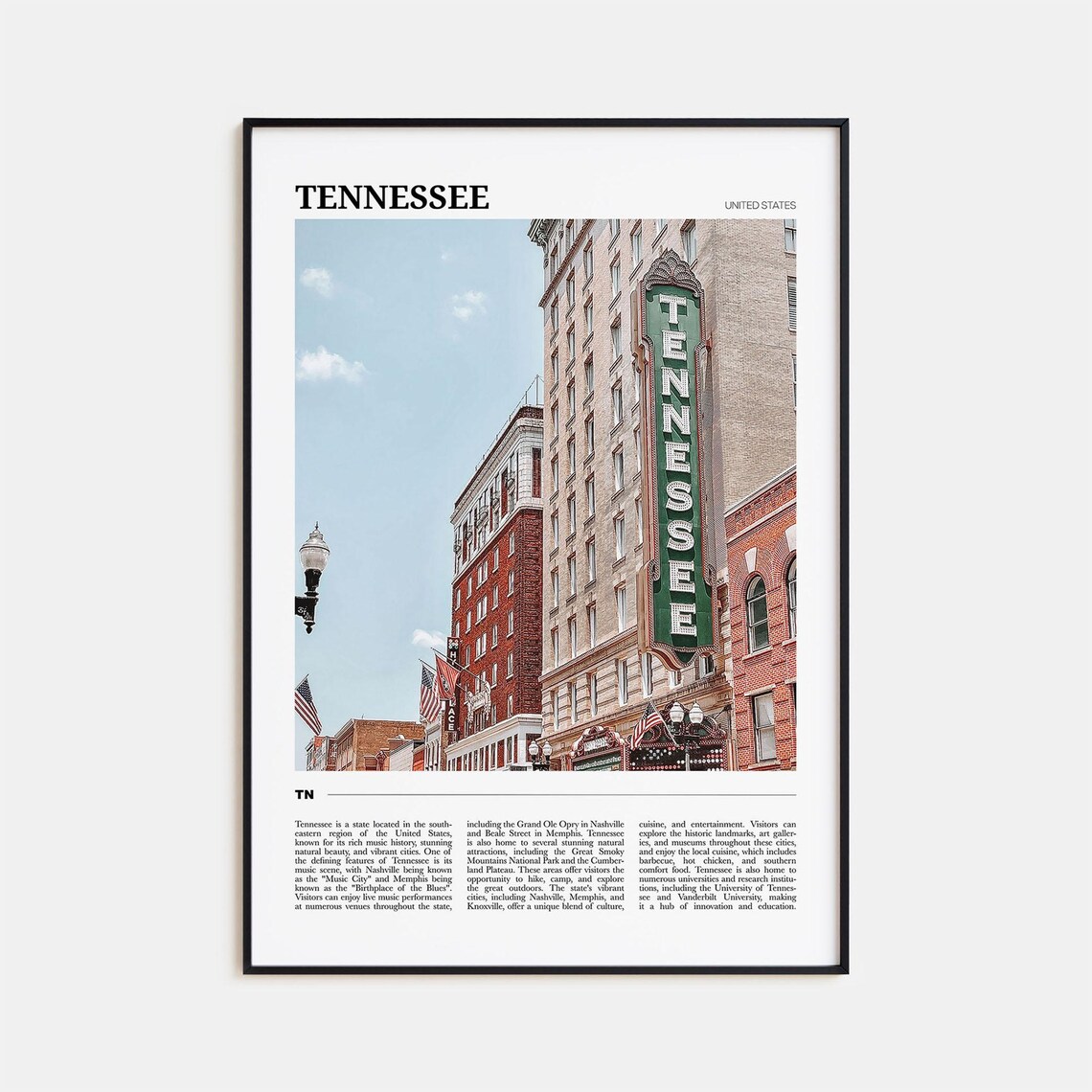 Tennessee USA Nashville Broadway Theatre Sign Music City Travel Poster