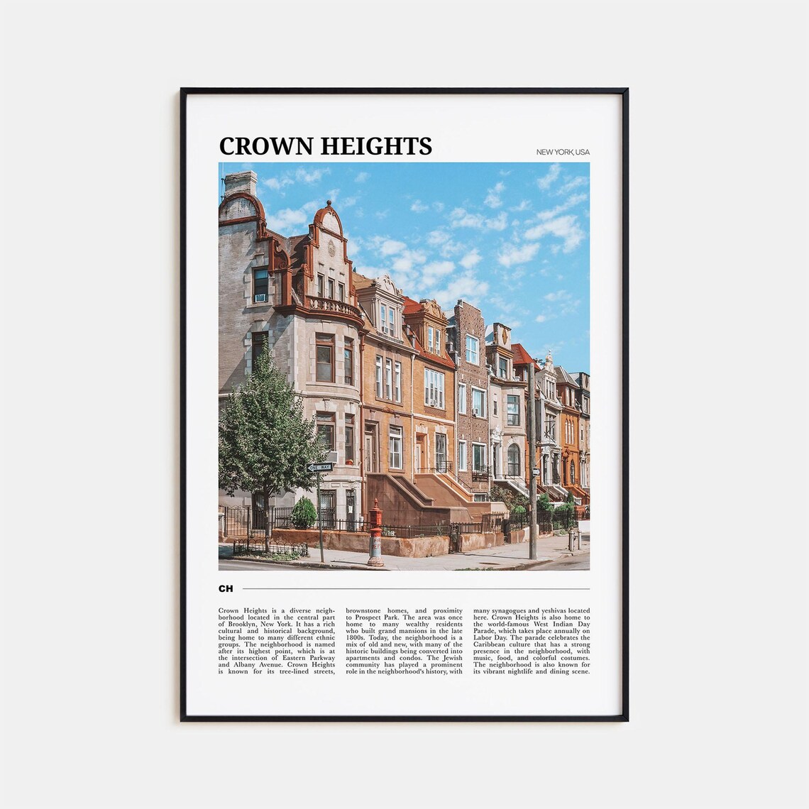Crown Heights Travel Poster, New York USA