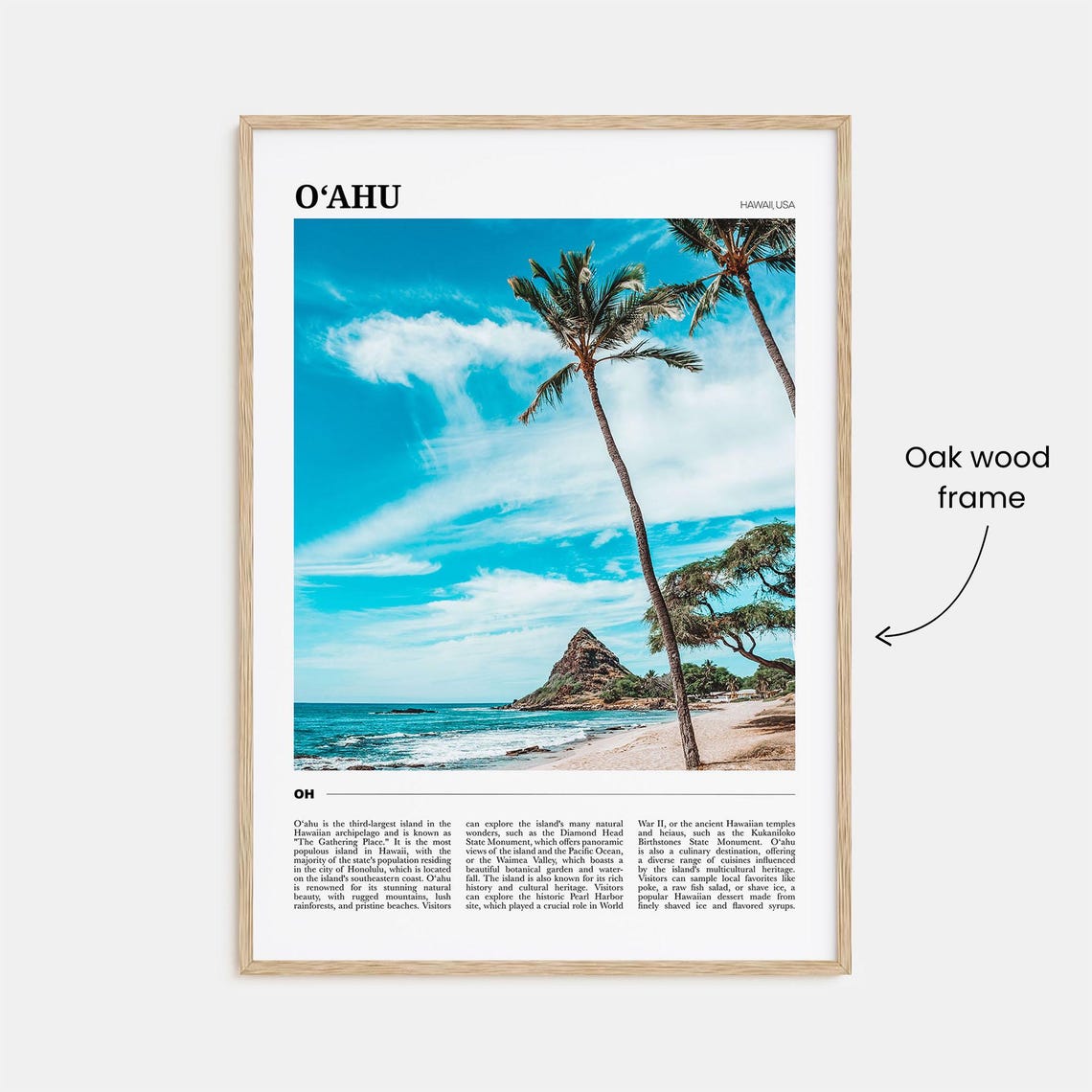 Oahu Hawaii Palm Tree Beach Tropical Ocean View Travel Poster - Image 3