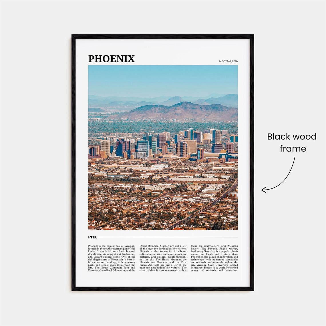 Phoenix Arizona USA Downtown Skyline Travel Photo Guide Poster - Image 2