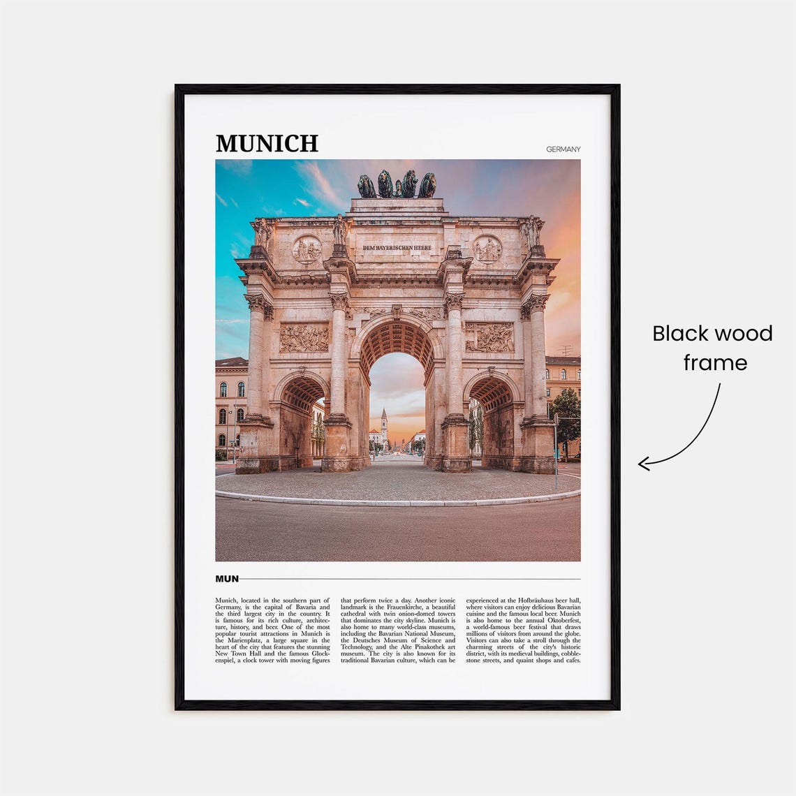 Munich Germany Siegestor Victory Gate Historic Landmark Travel Poster - Image 2