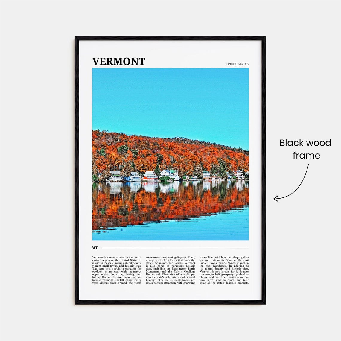 Vermont Lakeside Cottages with Autumn Foliage Reflection Poster - Image 2