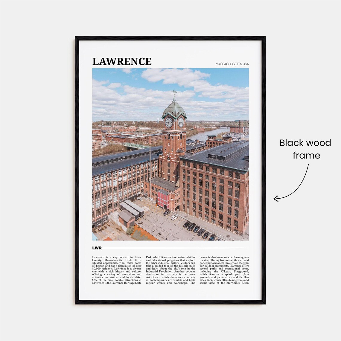 Lawrence Massachusetts Mill Clock Tower Travel Photography Poster - Image 2