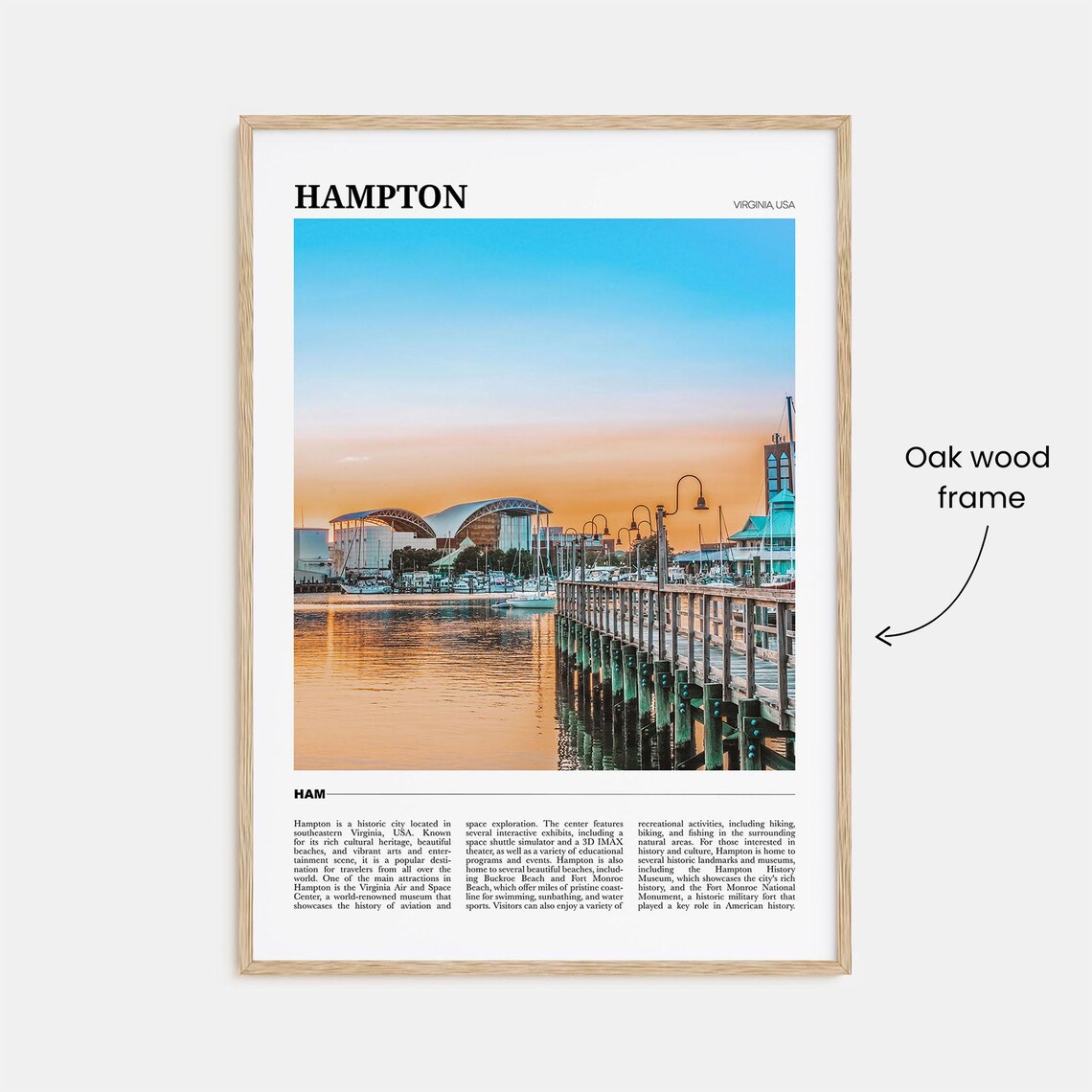 Hampton Virginia USA Waterfront Marina Sunset Glow Travel Poster - Image 3