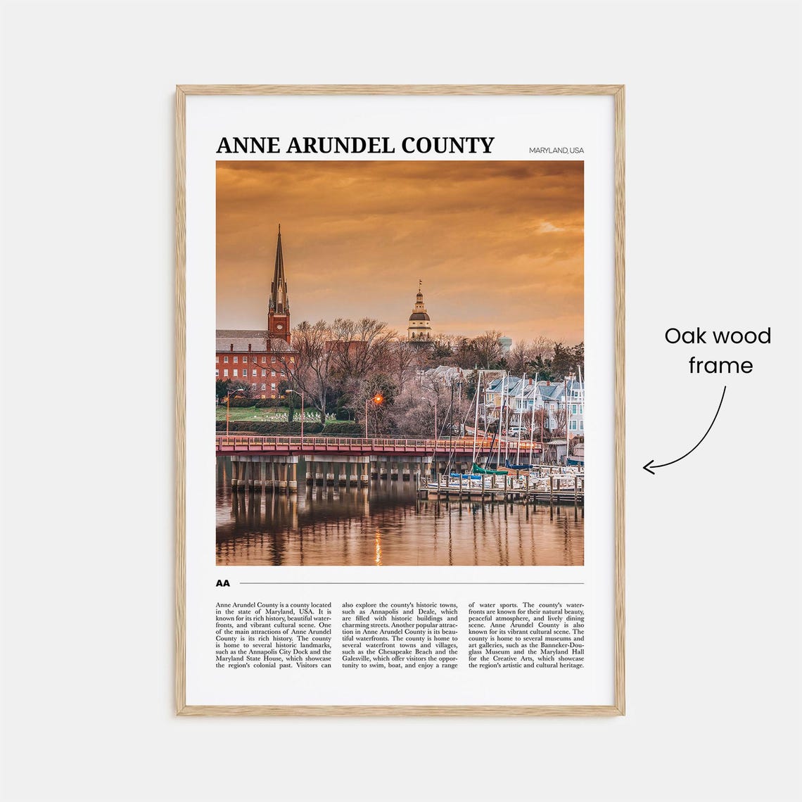 Anne Arundel County Maryland Annapolis Harbor Sunset Travel Poster - Image 3