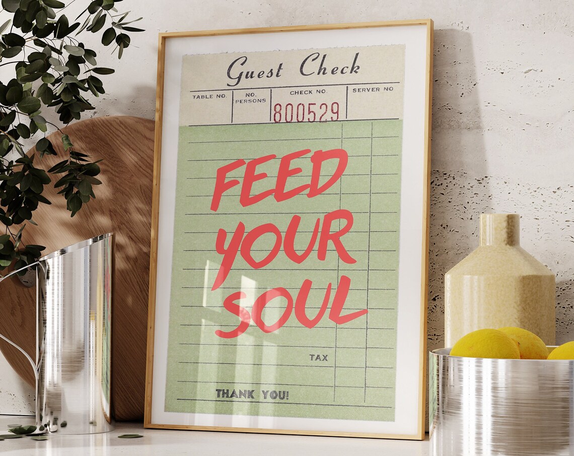 Feed Your Soul Red Lettering Retro Guest Check Kitchen Poster - Image 5