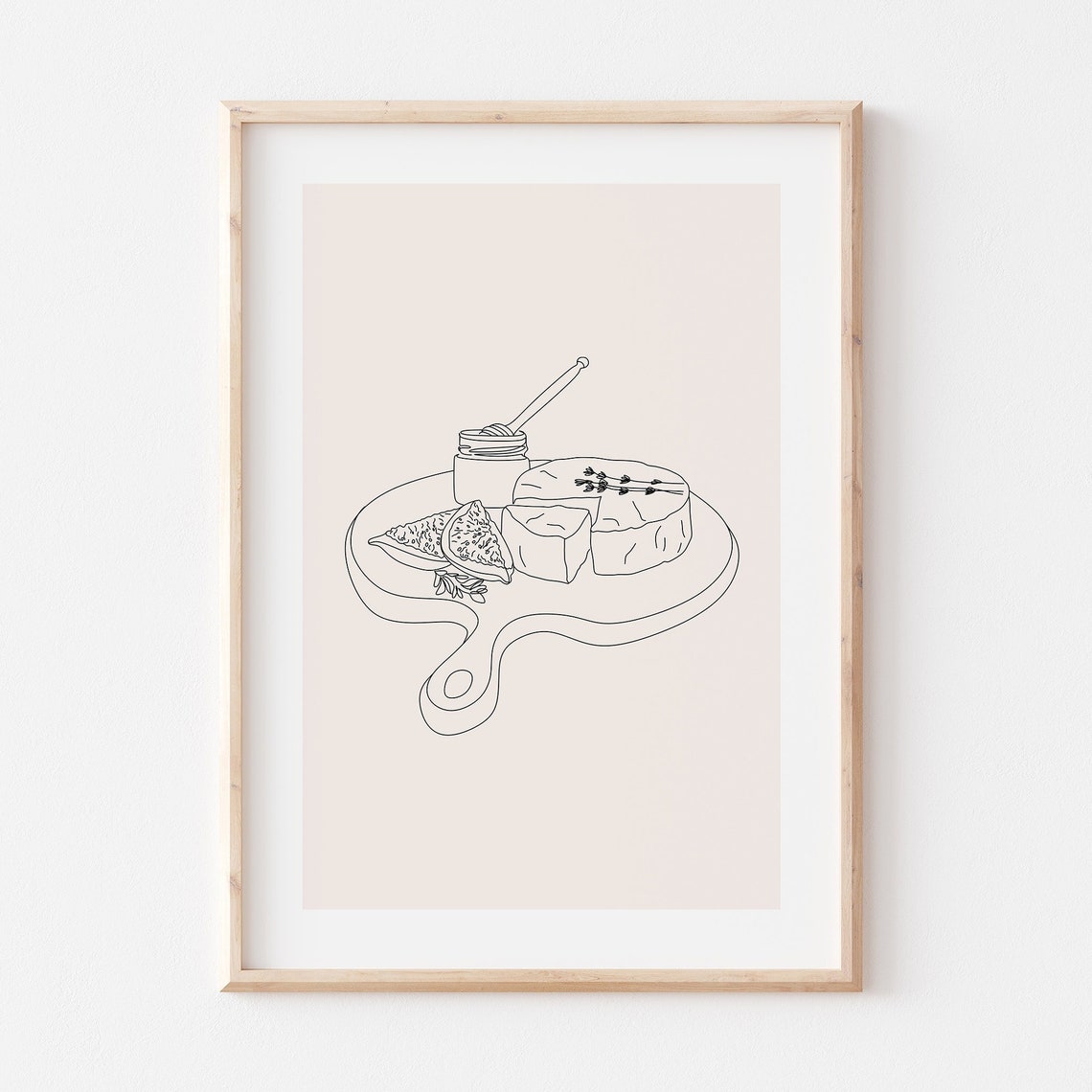 Le Fromage Cheese Art Print Cheese Board Print Aesthetic Kitchen Decor Minimalist Food Drink Line Print Kitchen Wall Art