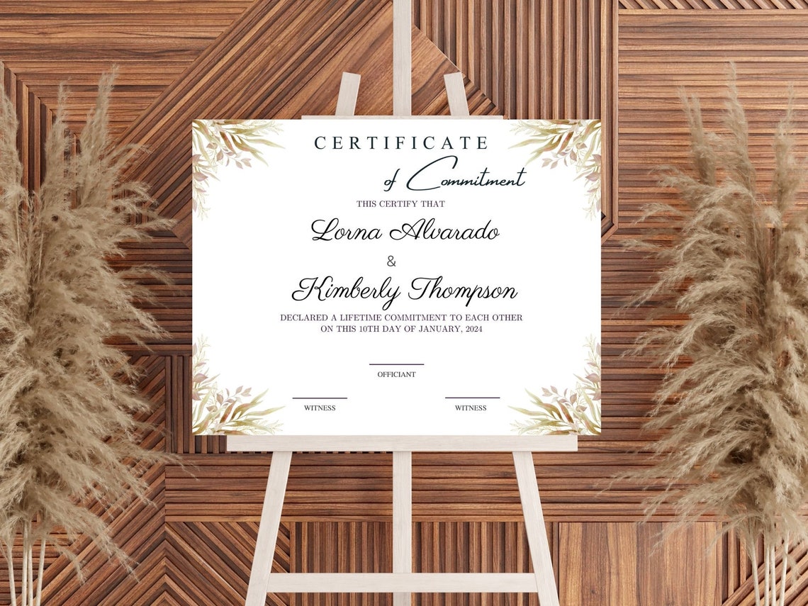 Certificate of Commitment Couple Lifetime Wedding Print Template - Image 3
